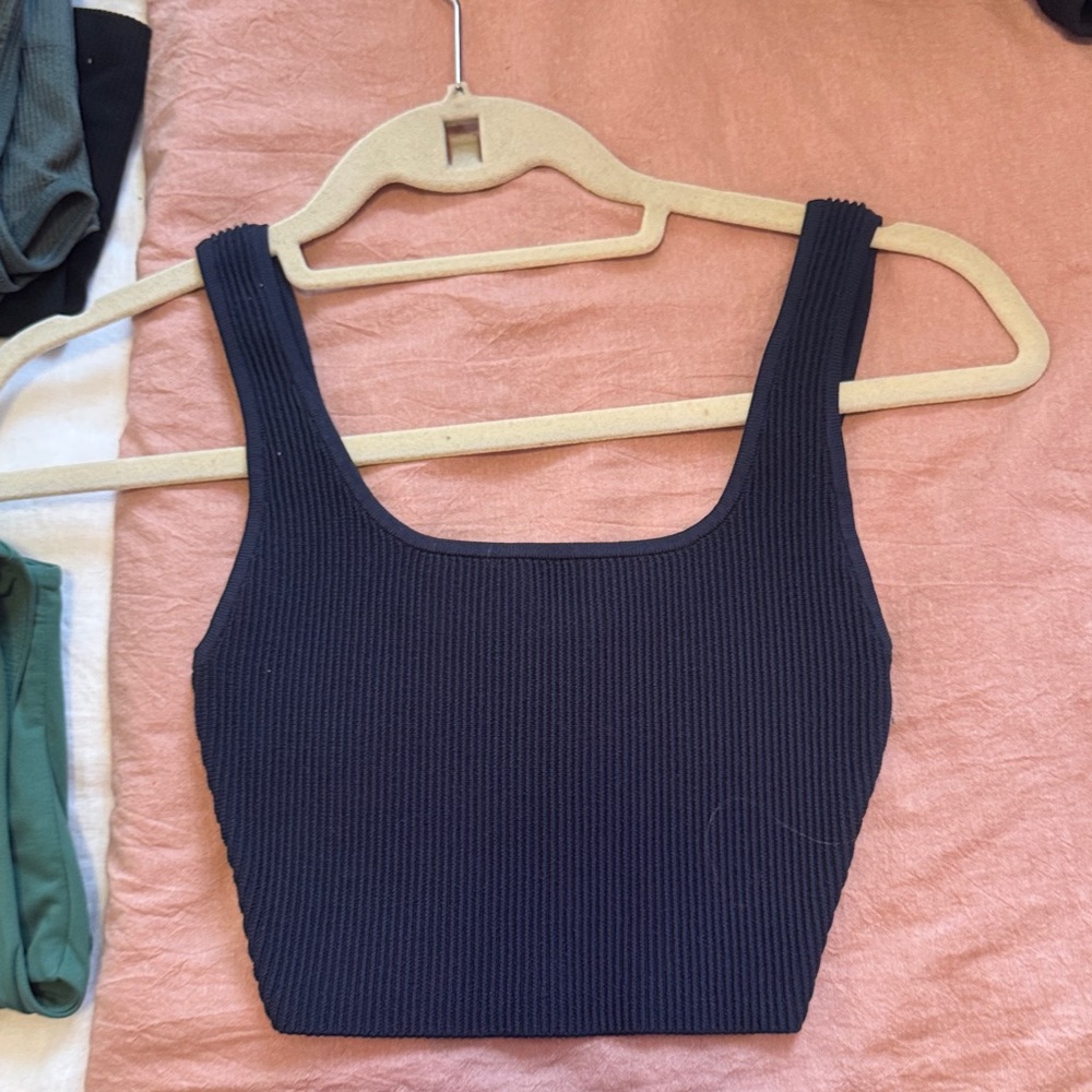 Babaton Navy ribbed Crop Top